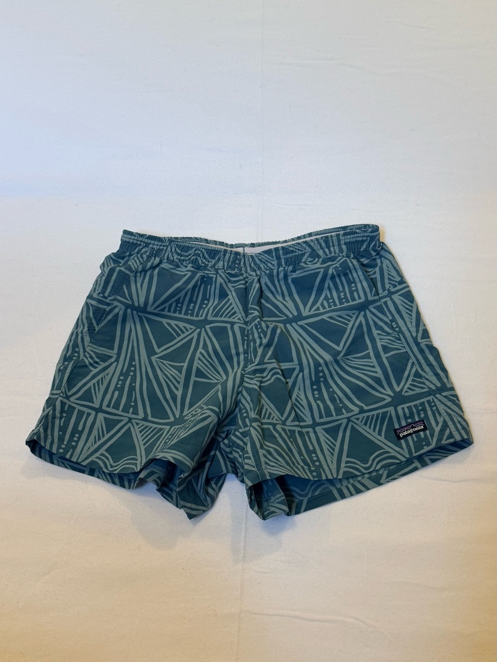 Patagonia Baggies Teal Geo-Pattern Athletic Shorts